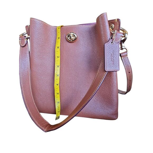 ❤️ Coach 55200 Polished Pebble Leather Charlie Bucket Cognac Crossbody - Picture 9 of 11